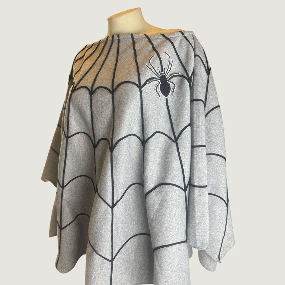 Grandin Road Spider Web Poncho Cape Oversized Cozy Halloween cute
